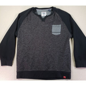 MBX Sweatshirt Mens X-Large XL Gray Denim Wear Cotton Blend Split Neck Pullover